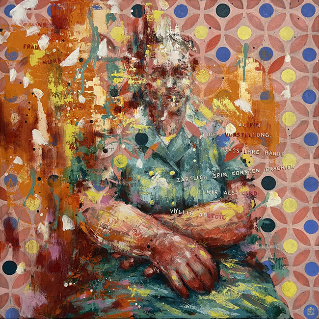 Fr. Murr / 50x50 cm / Öl auf schwarzer Leinwand
