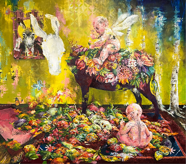 Die Leerstelle / 135x140 cm / Öl auf schwarzer Leinwand
